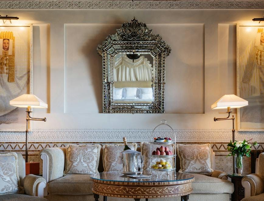 alan keohane morocco mamounia hotel marrakech suite baldaquin 370 salon living room room indoors furniture couch interior design home decor
