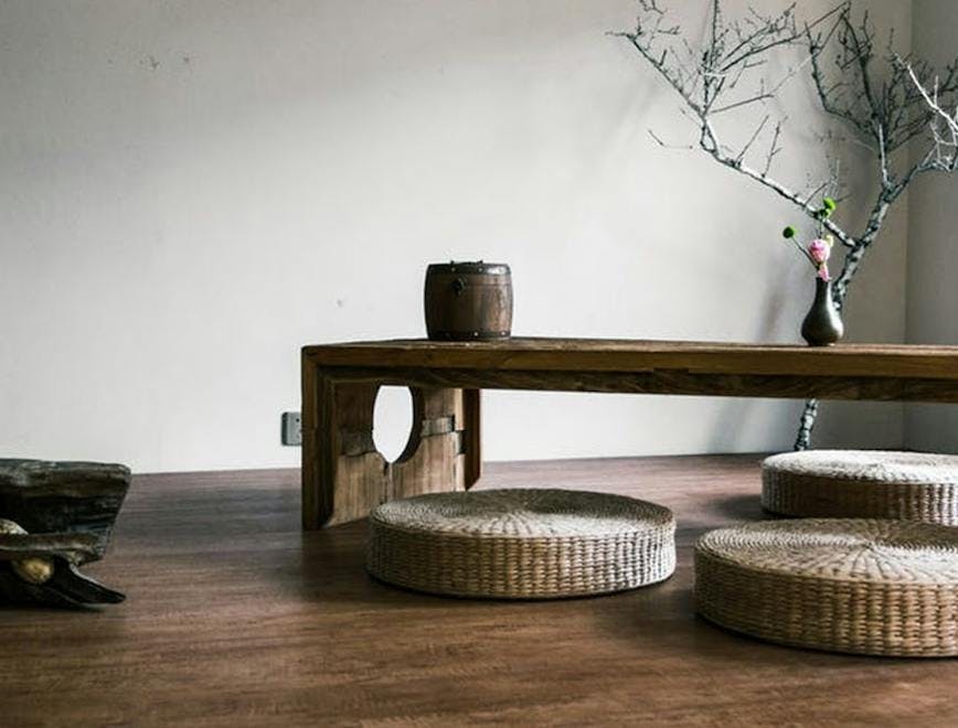 ikebana vase jar pottery plant art furniture wood interior design table