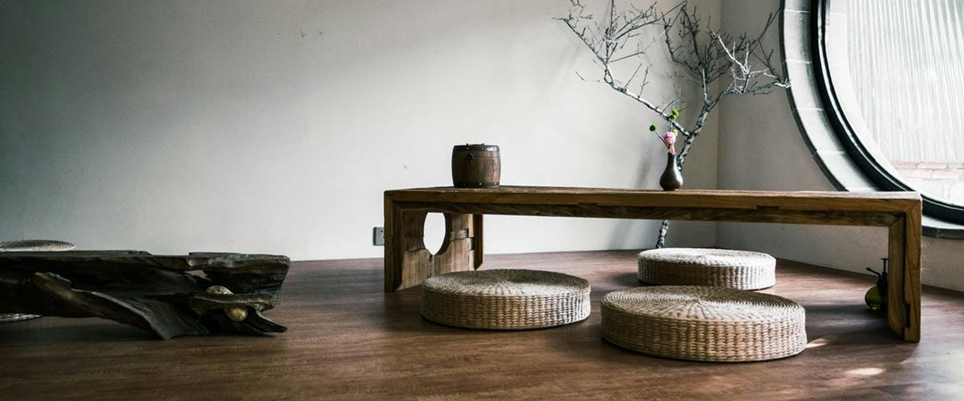 ikebana vase jar pottery plant art furniture wood interior design table