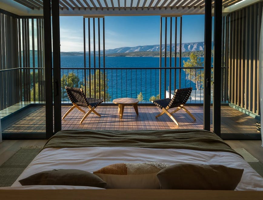 bed furniture chair flooring patio building wood indoors housing