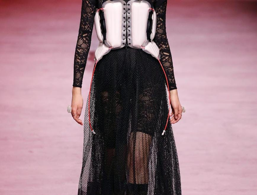paris person human clothing apparel sleeve runway fashion long sleeve